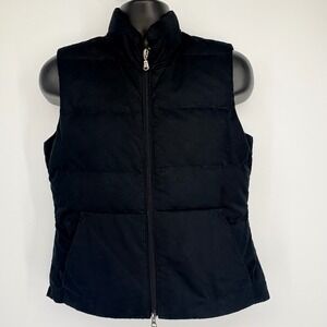 Eddie Bauer Black Down Puffer‎ Vest Womens Small Insulated Quilted Zip Front